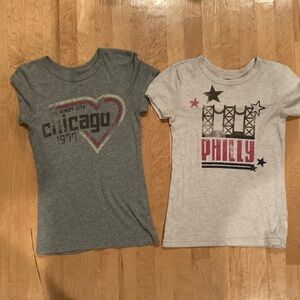Chicago and Philly Graphic T-Shirts - Gray and Cream